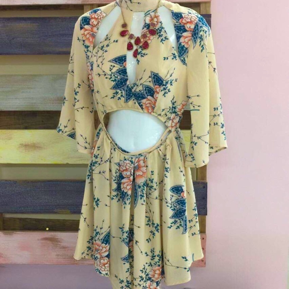Anthropologie Floral Cut-out Dress